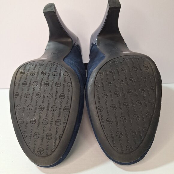 Giani Bernini sz 8.5 Navy Blue Suede & Patent Colorblock Velmah Pumps, 3" Heel - Picture 11 of 14